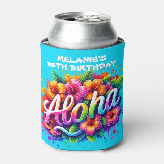 Fun Aloha Tropical Birthday Party Dosenkühler (Kanne Vorderseite)