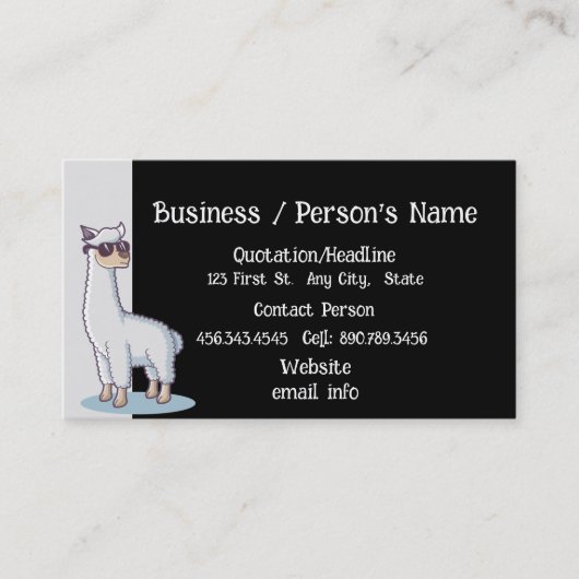 Fun Alpaca Nature Animal Custom Business Card Visitenkarte (Vorderseite)