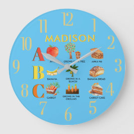 Fun Alphabet ABCs Personalisierter Name Große Wanduhr