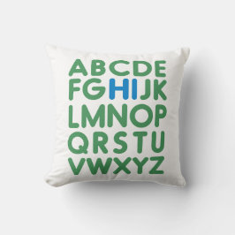 Fun Alphabet Typografie Simple Green Blue Kissen