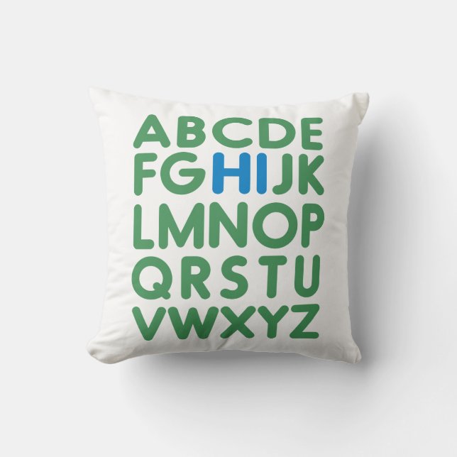 Fun Alphabet Typografie Simple Green Blue Kissen (Vorderseite)
