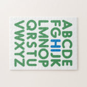 Fun Alphabet Typografie Simple Green Blue Puzzle (Horizontal)