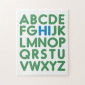 Fun Alphabet Typografie Simple Green Blue  Puzzle (Vertikal)