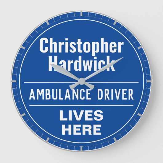 Fun Ambulance Driver Wall Plaque Style Große Wanduhr (Vorderseite)