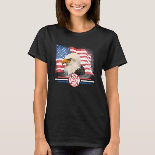 Fun American Flag Firefighter Abzeichen 4. Juli Ba T-Shirt (Vorderseite)