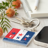 Fun American Flag, Patriotic USA, Familienname Fot Schlüsselanhänger (Vorderseite rechts)