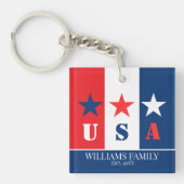 Fun American Flag, Patriotic USA, Familienname Fot Schlüsselanhänger (Vorderseite)