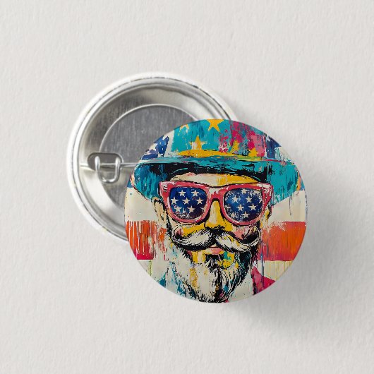 Fun Amerikanische Unabhängigkeitstag Button (Vorne & Hinten)