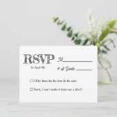 Fun and Simple Black and White Wedding RSVP Einladung (Stehend Vorderseite)