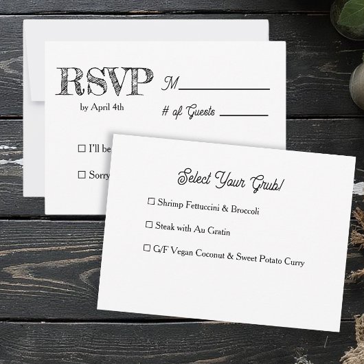 Fun and Simple Black and White Wedding RSVP Einladung
