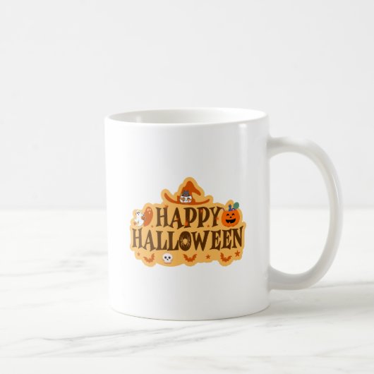 Fun and Spooky Happy Halloween Sticker Design Kaffeetasse (Rechts)
