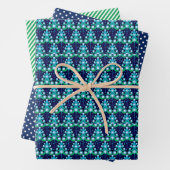 Fun Angesagt Dark Azure Blue Lime Green Trees Art Geschenkpapier Set (Beispiel)