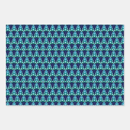 Fun Angesagt Dark Azure Blue Lime Green Trees Art Geschenkpapier Set (Vorderseite)