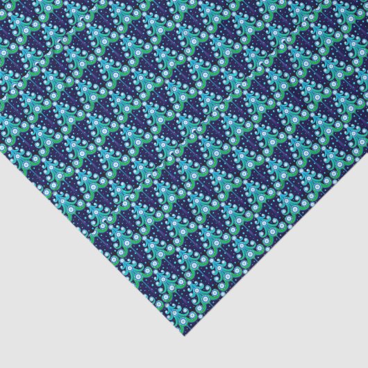 Fun Angesagt Dark Azure Blue Lime Green Trees Art Seidenpapier (Ausschnitt)