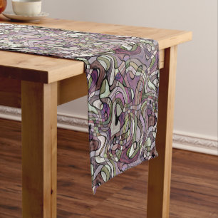 Fun Angesagtes Lila Violet Schwarzes Mosaik Art Mu Kurzer Tischläufer