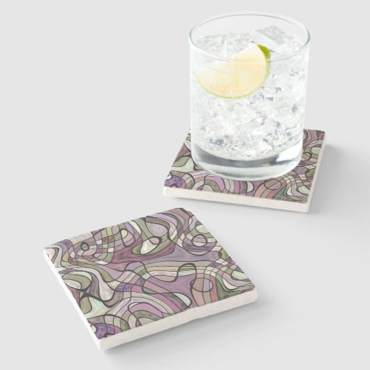 Fun Angesagtes Lila Violet Schwarzes Mosaik Art Mu Steinuntersetzer (Seitenansicht)