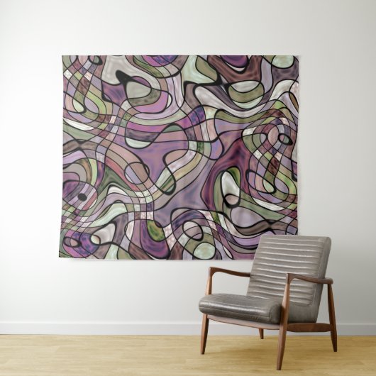 Fun Angesagtes Lila Violet Schwarzes Mosaik Art Mu Wandteppich (Beispiel (Horizontal))