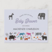 Fun Animal Baby Shower Einladungspostkarte (Vorderseite)