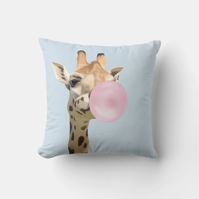 Fun Animal Design Rosa Bubblegum Blasen Giraffe Kissen (Vorderseite)