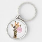 Fun Animal Design Rosa Bubblegum Blasen Giraffe Schlüsselanhänger (Vorne)