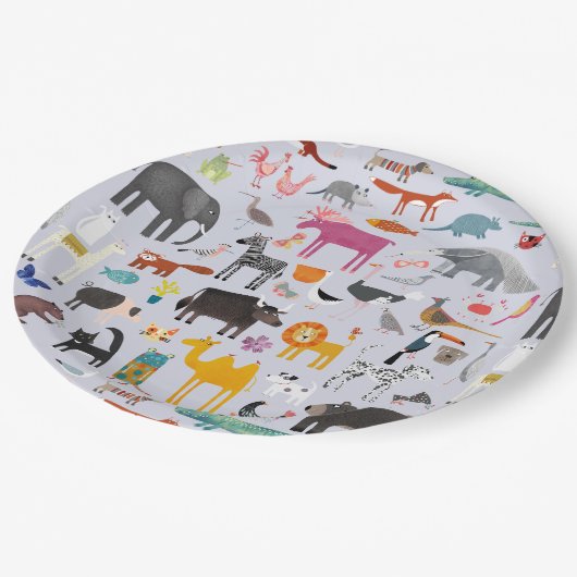 Fun Animal Menagerie Pappteller (Schrägansicht)