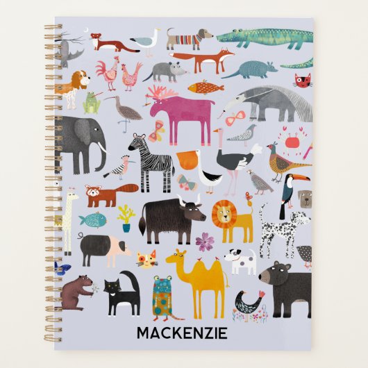 Fun Animal Menagerie Personalized Planer (Vorderseite)