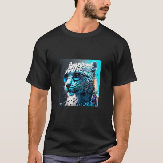Fun animal motif snow leopard with sunglasses T-Shirt (Vorderseite)
