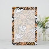 Fun-Animal-Muster Herzen Briefpapier (Stehend Vorderseite)