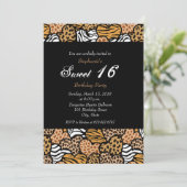 Fun animal muster herzen Sweet 16 Einladung (Stehend Vorderseite)