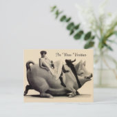 Fun antique Postcard Lady Weinschwein in Vino Veri Postkarte (Stehend Vorderseite)