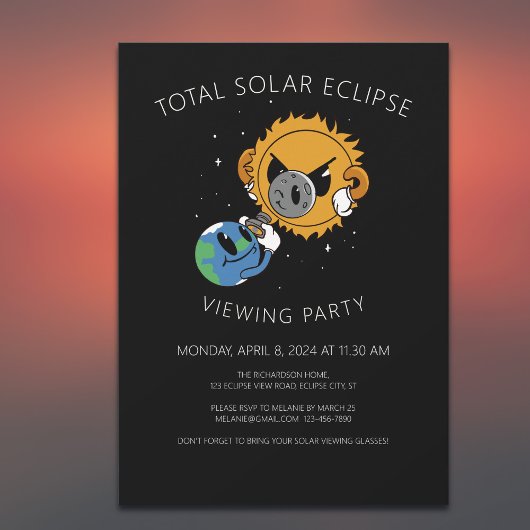 Fun April 8 2024 Total Solar Eclipse Viewing Party Einladung