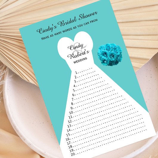 Fun Aqua Brautparty Word Games