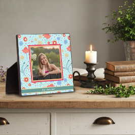 Fun Aqua Floral Niedliches Foto Kundenspezifische  Fotoplatte