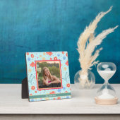Fun Aqua Floral Niedliches Foto Kundenspezifische  Fotoplatte (InSitu)