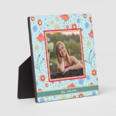 Fun Aqua Floral Niedliches Foto Kundenspezifische  Fotoplatte (Vorderseite)