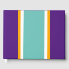 Fun Aqua Gelbe Streifen auf Lila Gästebuch