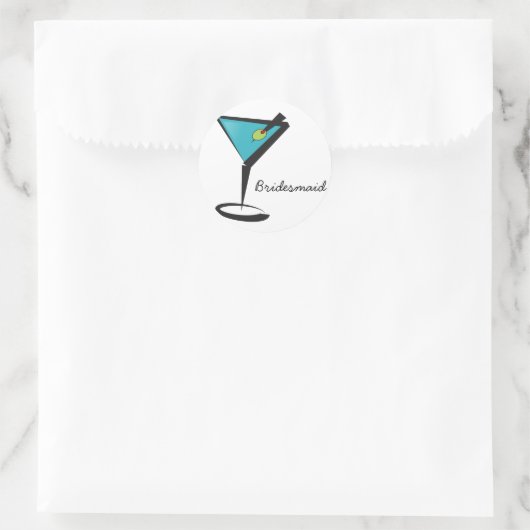 Fun Aqua Martini Runder Aufkleber (Tasche)
