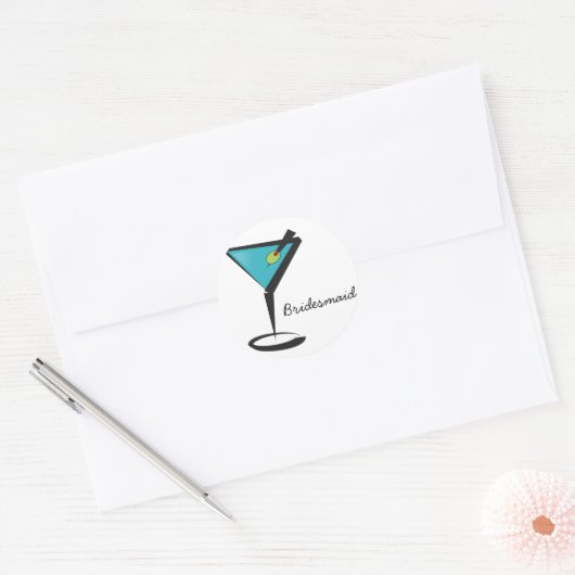 Fun Aqua Martini Runder Aufkleber (Umschlag)