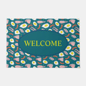 Fun Aquamarin Blue Ei und Bacon Fried Breakfast Fußmatte (Vorderseite)