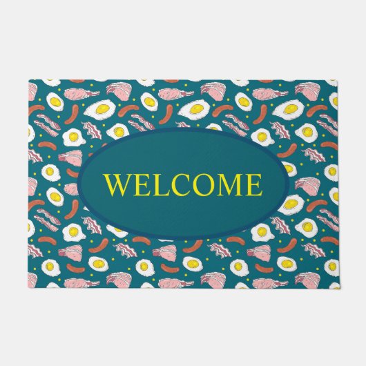 Fun Aquamarin Blue Ei und Bacon Fried Breakfast Fußmatte (Vorderseite)