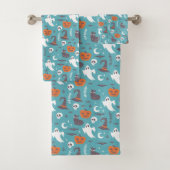 Fun Aquamarin Doodle Halloween Muster Badhandtuch Set (Insitu)