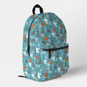 Fun Aquamarin Doodle Halloween Muster Bedruckter Rucksack
