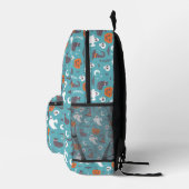 Fun Aquamarin Doodle Halloween Muster Bedruckter Rucksack (Rechts)