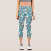 Fun Aquamarin Doodle Halloween Muster Capri Leggings (Vorderseite)