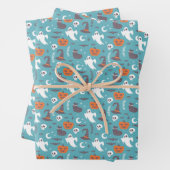 Fun Aquamarin Doodle Halloween Muster Geschenkpapier Set (Beispiel)