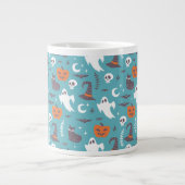 Fun Aquamarin Doodle Halloween Muster Jumbo-Tasse (Vorderseite)