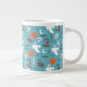 Fun Aquamarin Doodle Halloween Muster Jumbo-Tasse (Rechts)