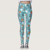 Fun Aquamarin Doodle Halloween Muster Leggings (Vorderseite)