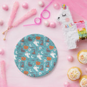 Fun Aquamarin Doodle Halloween Muster Pappteller (Party)