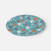 Fun Aquamarin Doodle Halloween Muster Pappteller (Schrägansicht)